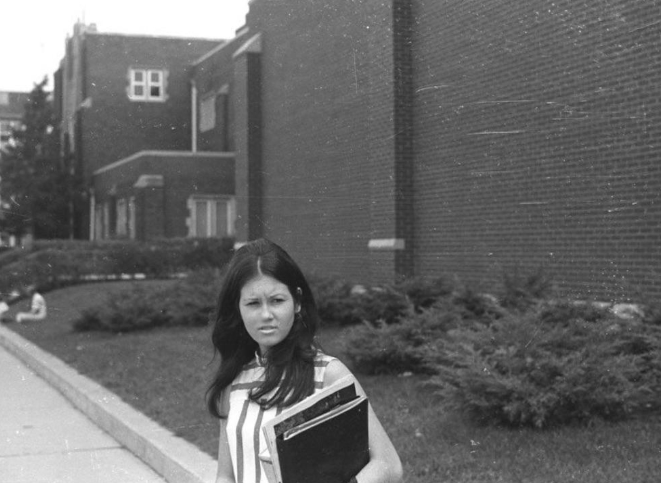 A girl in front of my high school, 1973. 